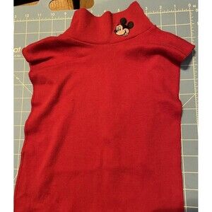 Vintage Disney Kids Red Mikey Mouse Mock Turtleneck Dickey